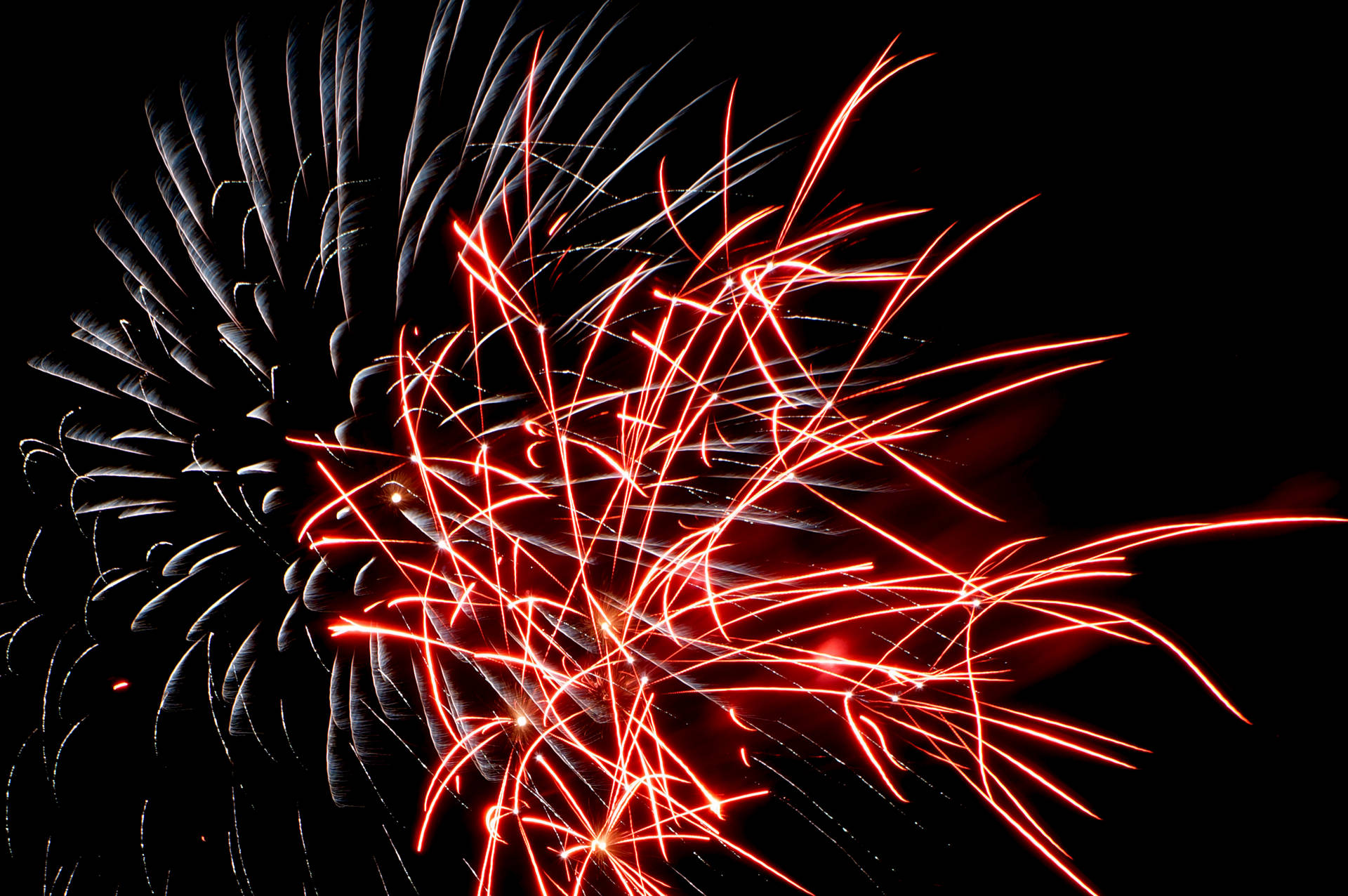 Red And White Fireworks Wallpaper