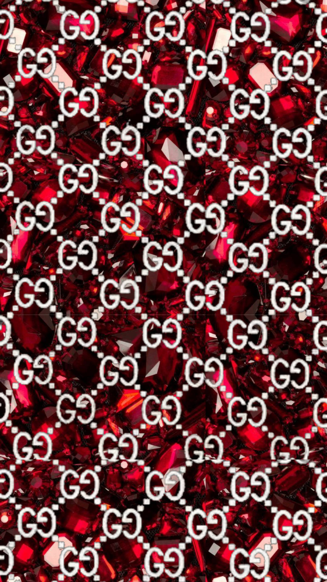 Rødt og hvidt Gucci mønster Wallpaper