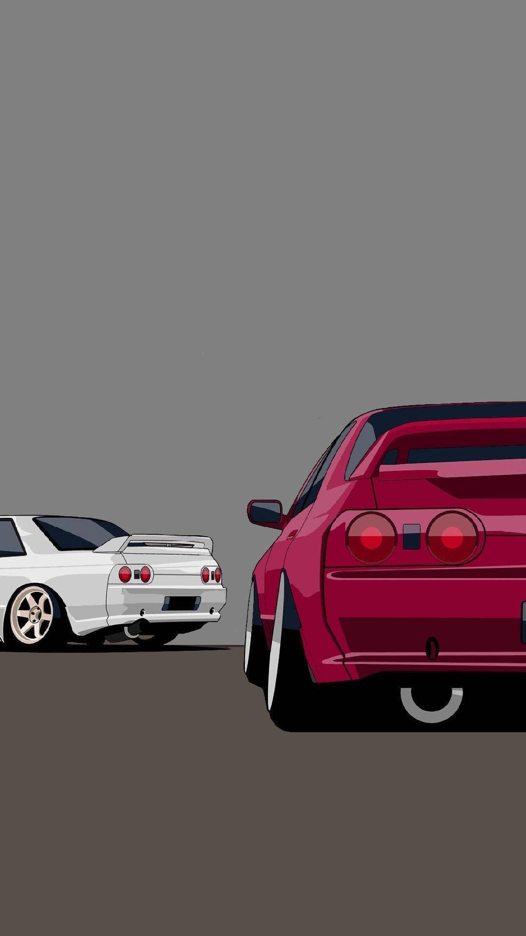 Red And White Jdm Car Art Wallpaper