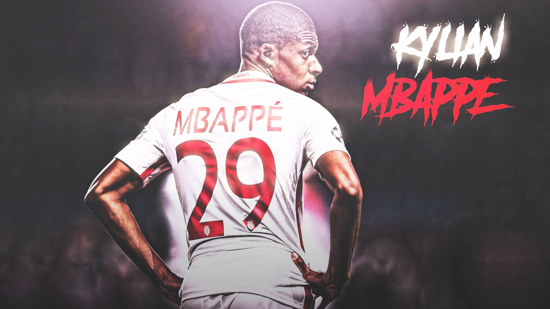 Red And White Jersey Kylian Mbappe 4k Wallpaper