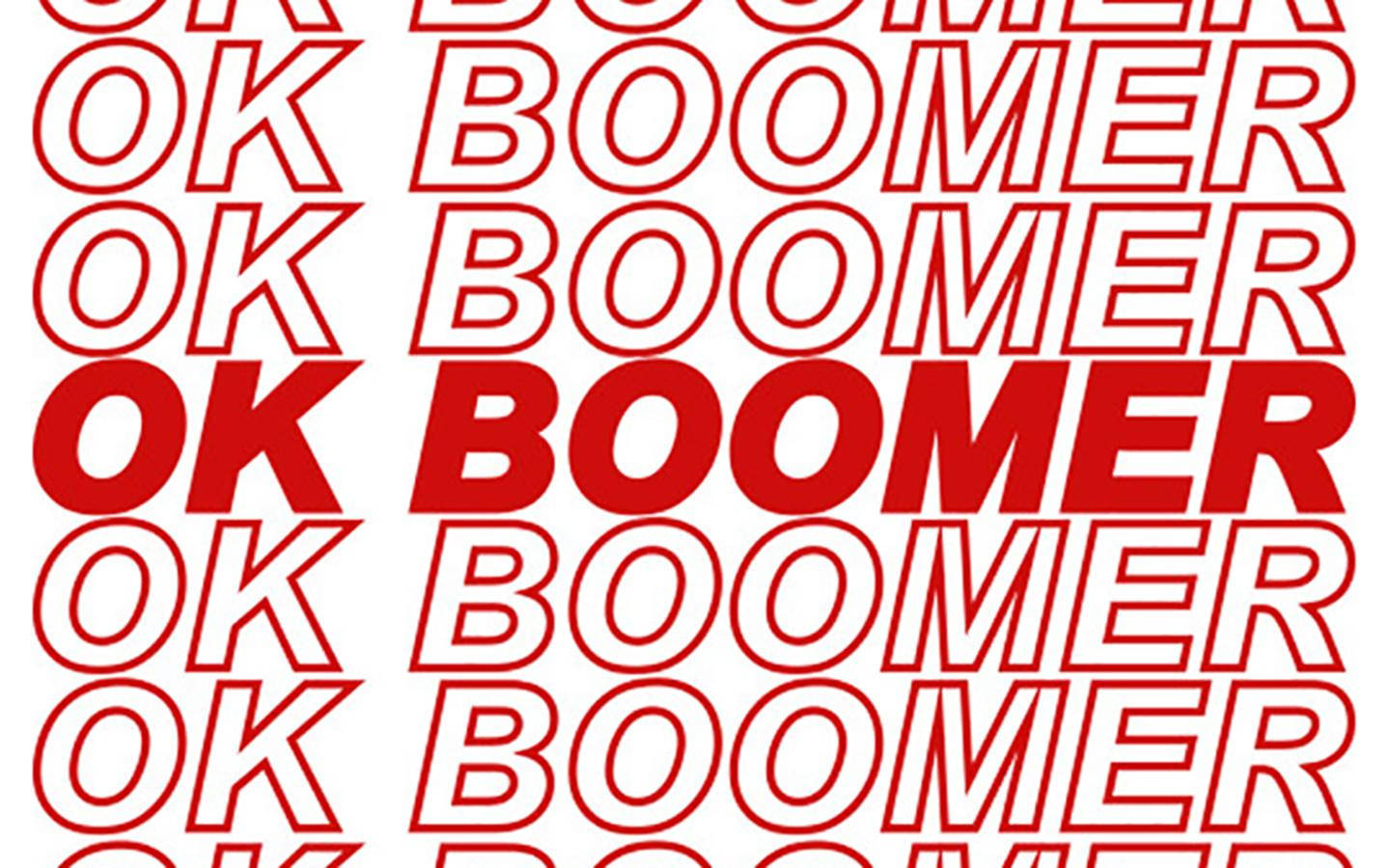 Red And White Okay Boomer Wallpaper