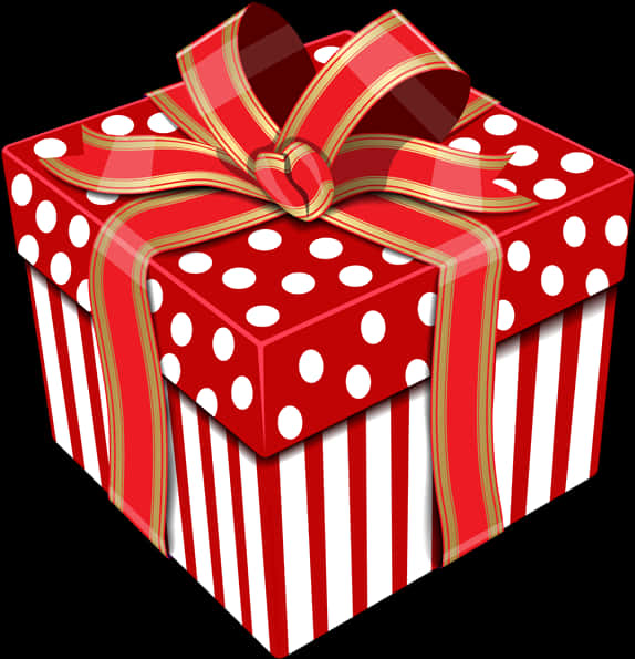 Red And White Polka Dot Gift Box PNG