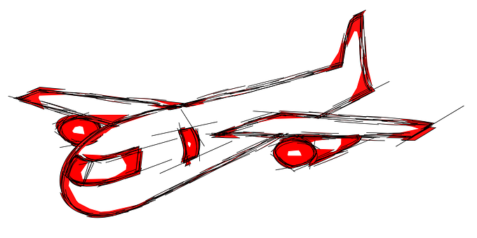 Red_and_ White_ Sketch_of_ Airplane PNG