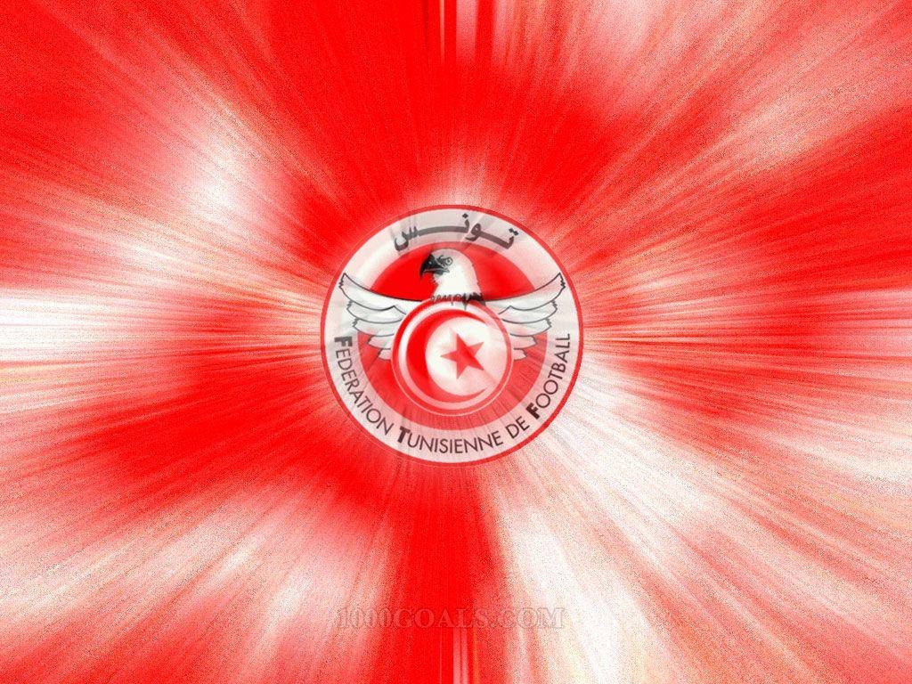 Red And White Tunisia National Football Team Logo Wallpaper