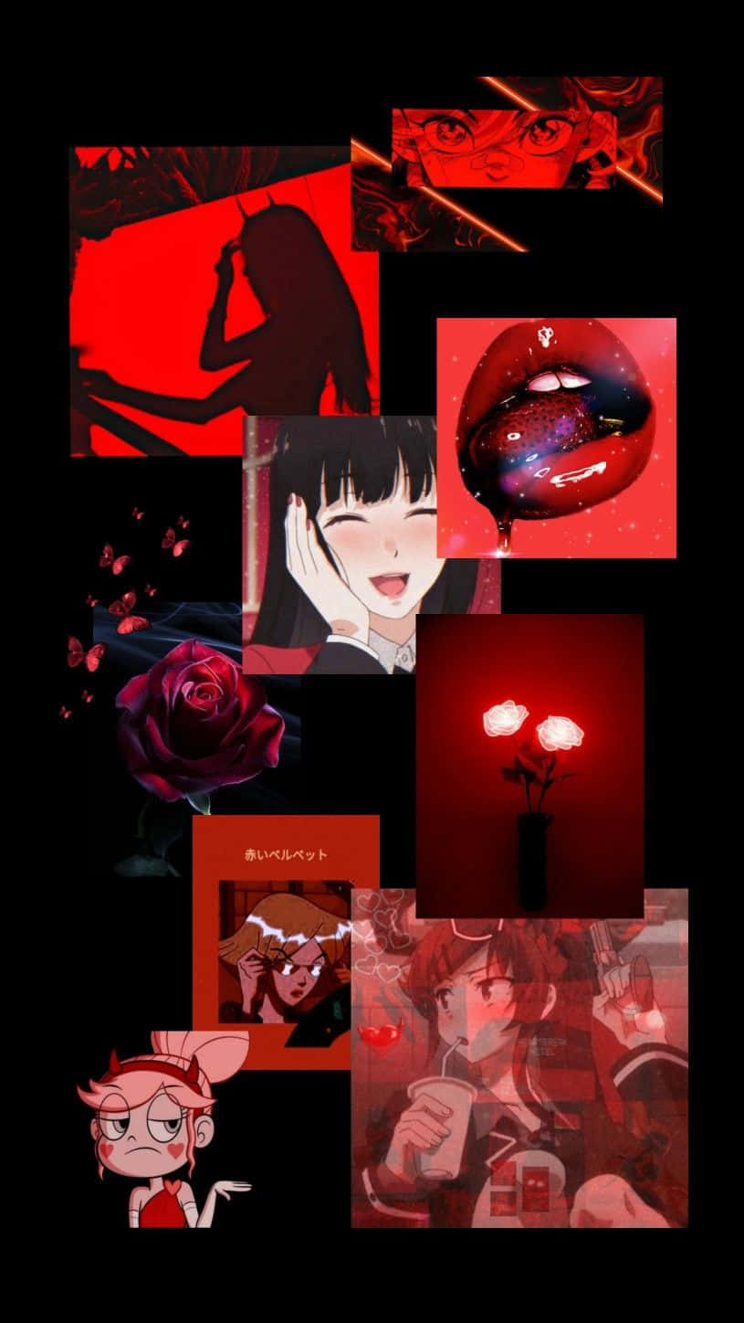 Rød Anime Æstetisk 815 X 1448 Wallpaper