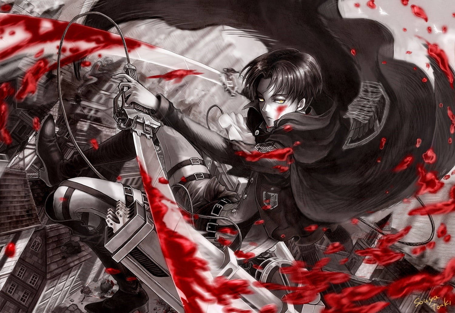 Download Red Anime Bloody Attack Wallpaper 