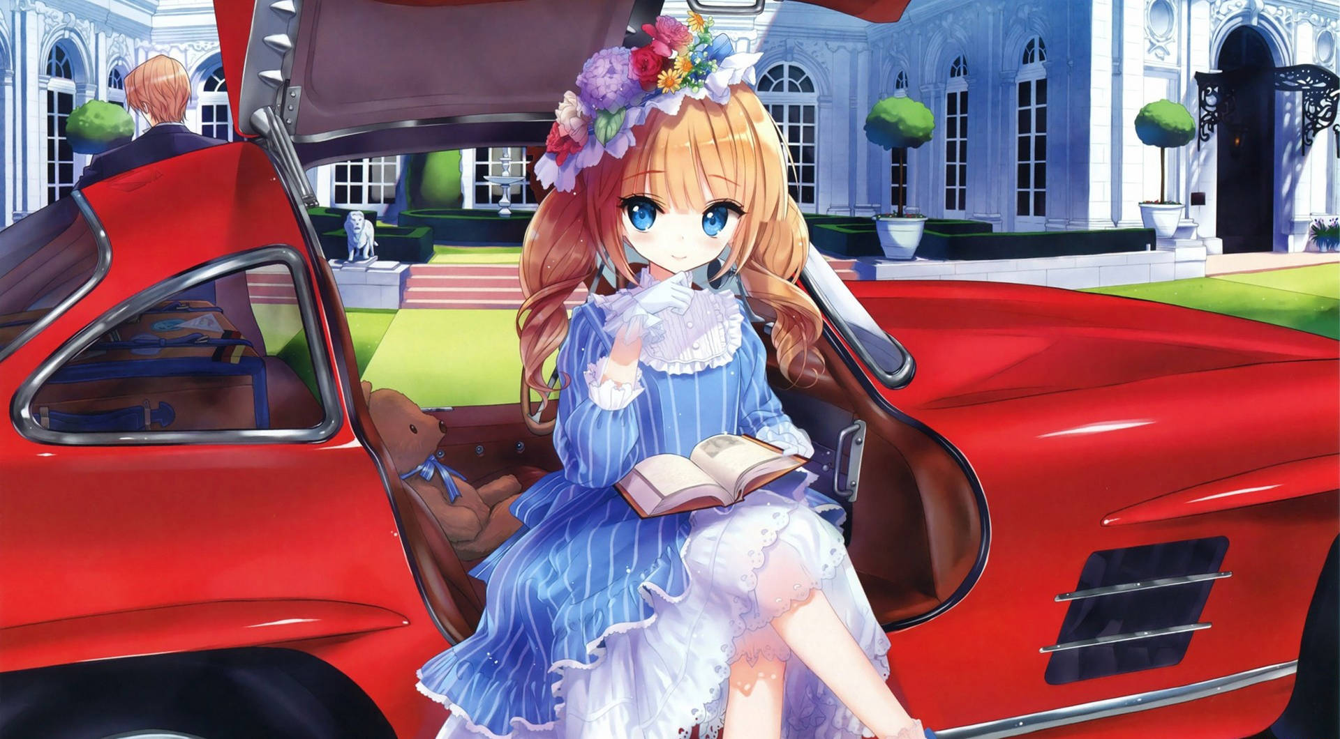 Red Anime Car Background