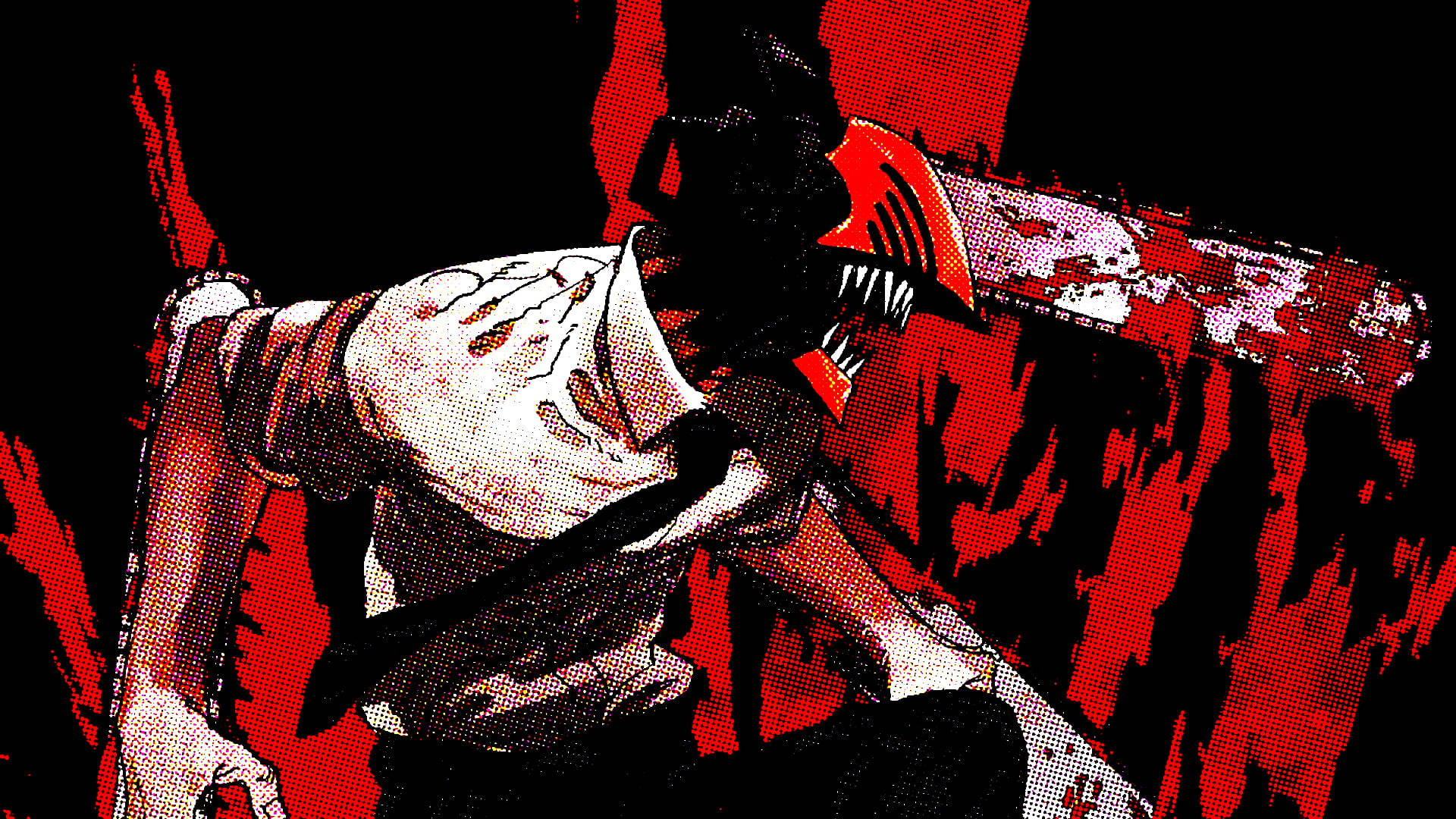 Red Anime Chainsaw Man Wallpaper