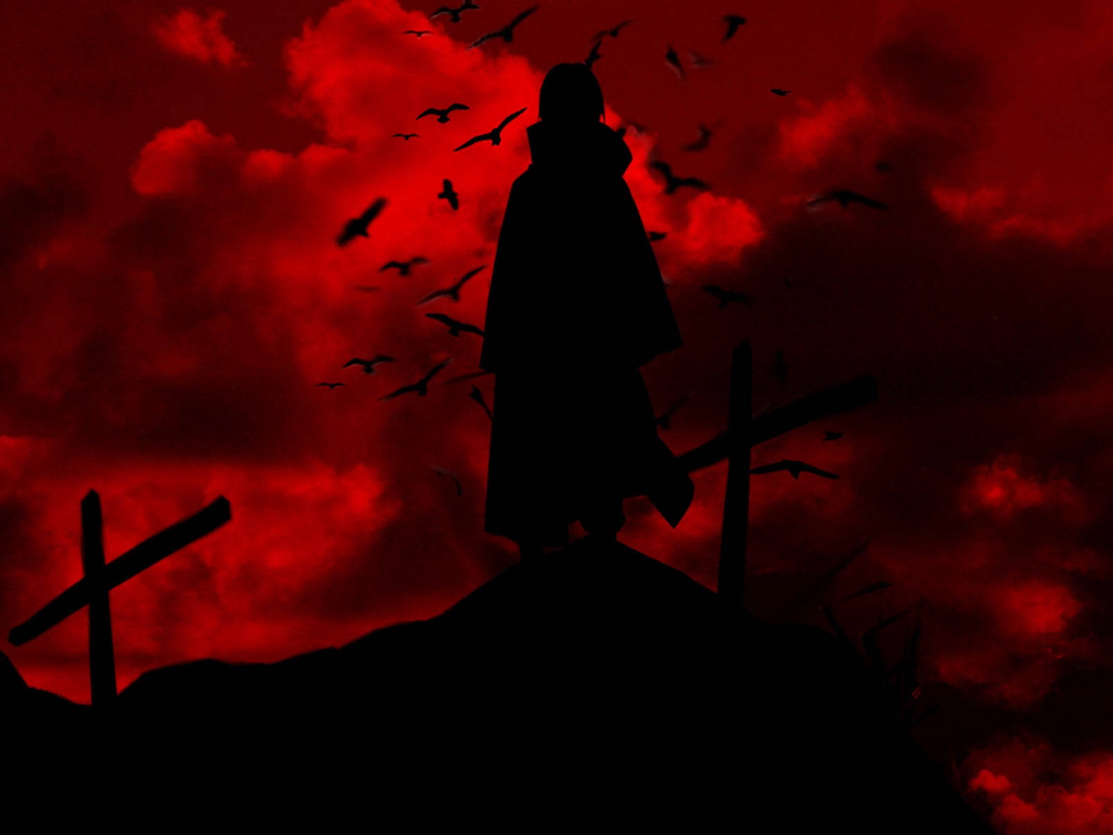 Red Anime Silhouette Wallpaper
