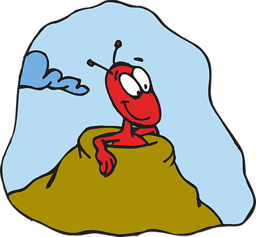 Red Ant Cartoon On Hill PNG