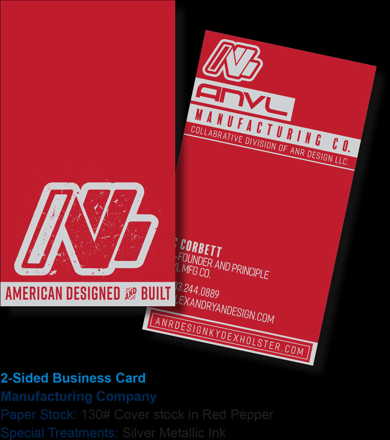 Red Anvil Manufacturing Business Card Design PNG