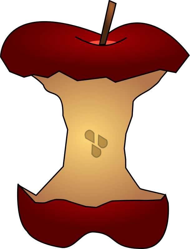 Red Apple Core Cartoon PNG