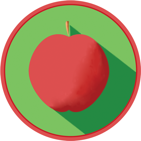 Red Apple Green Circle Graphic PNG