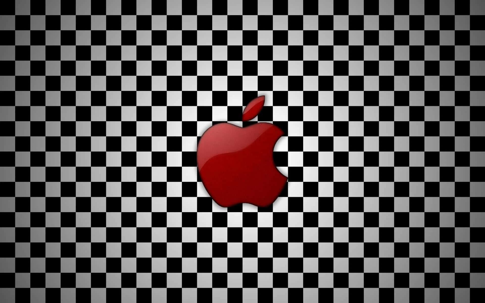 Red Apple Logoon Checkerboard Background Wallpaper