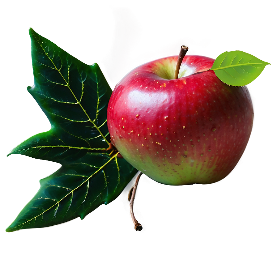 Red Apple With Leaf Png Pwc80 PNG