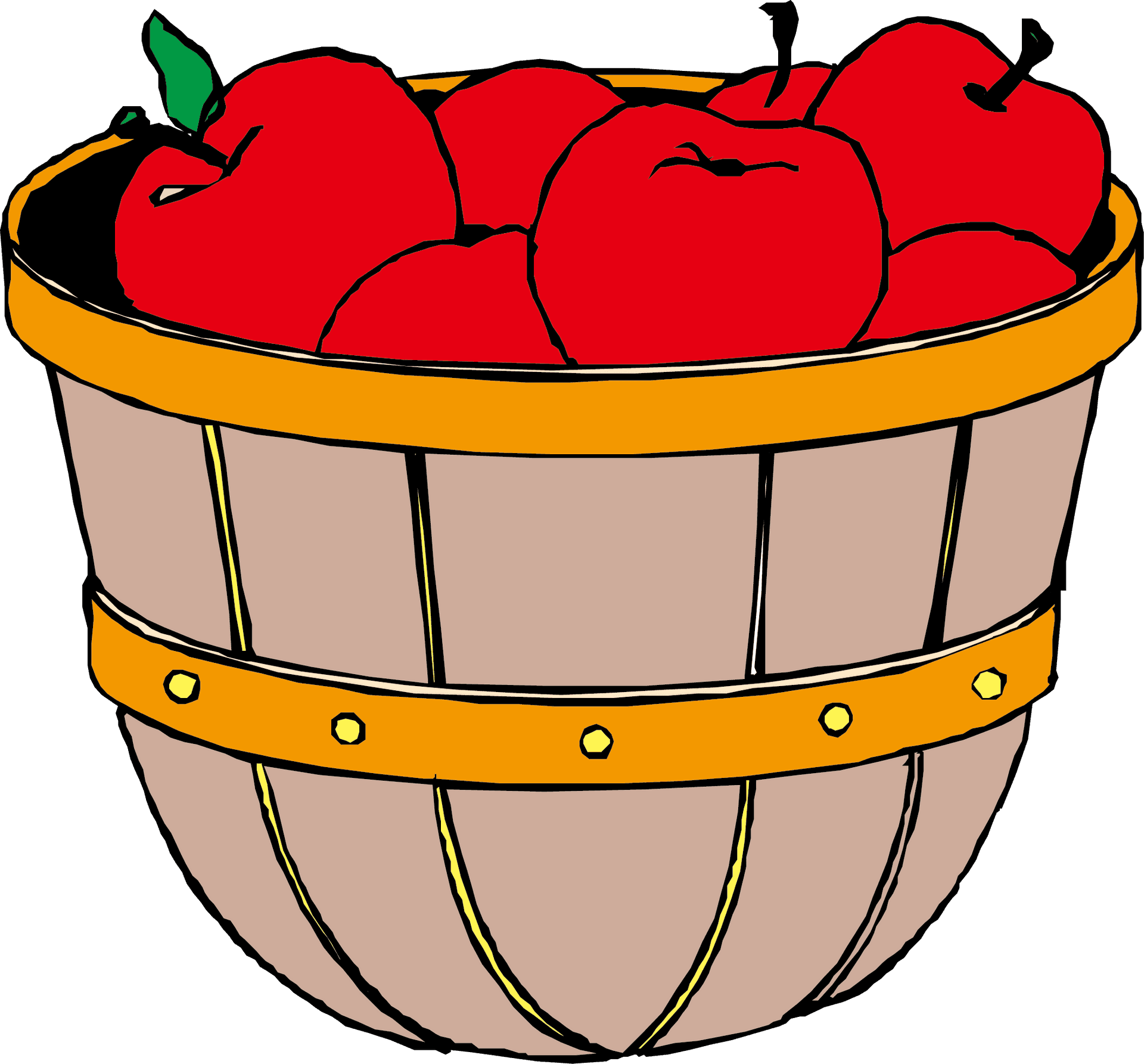 Red Applesin Wooden Basket PNG