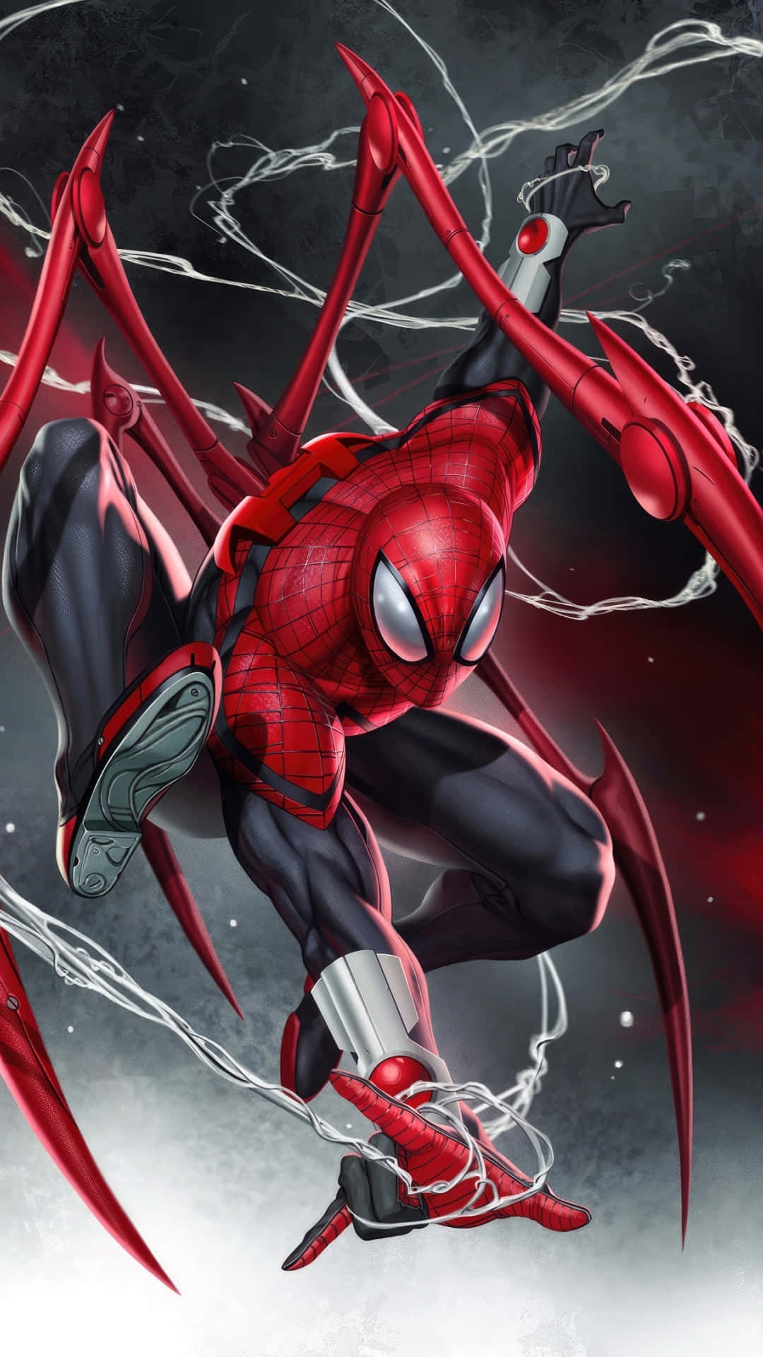 Red Armored Spider Hero Artwork Wallpaper