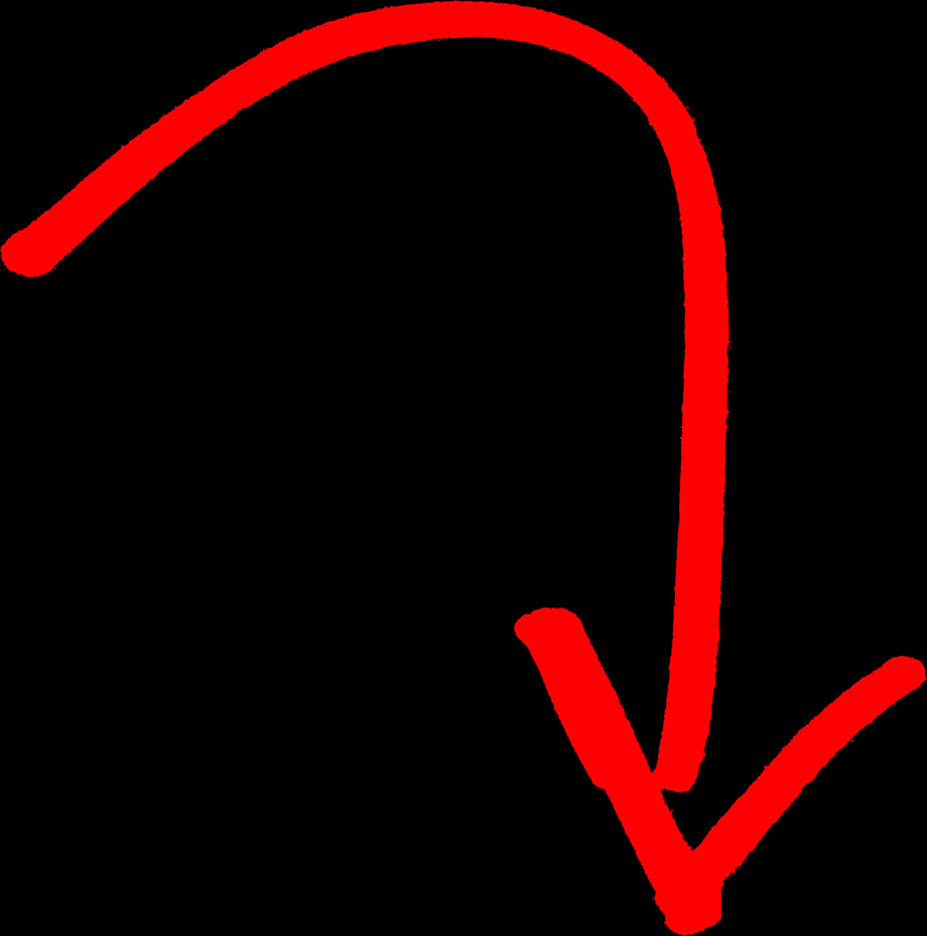 Red Arrow Curving Downward PNG
