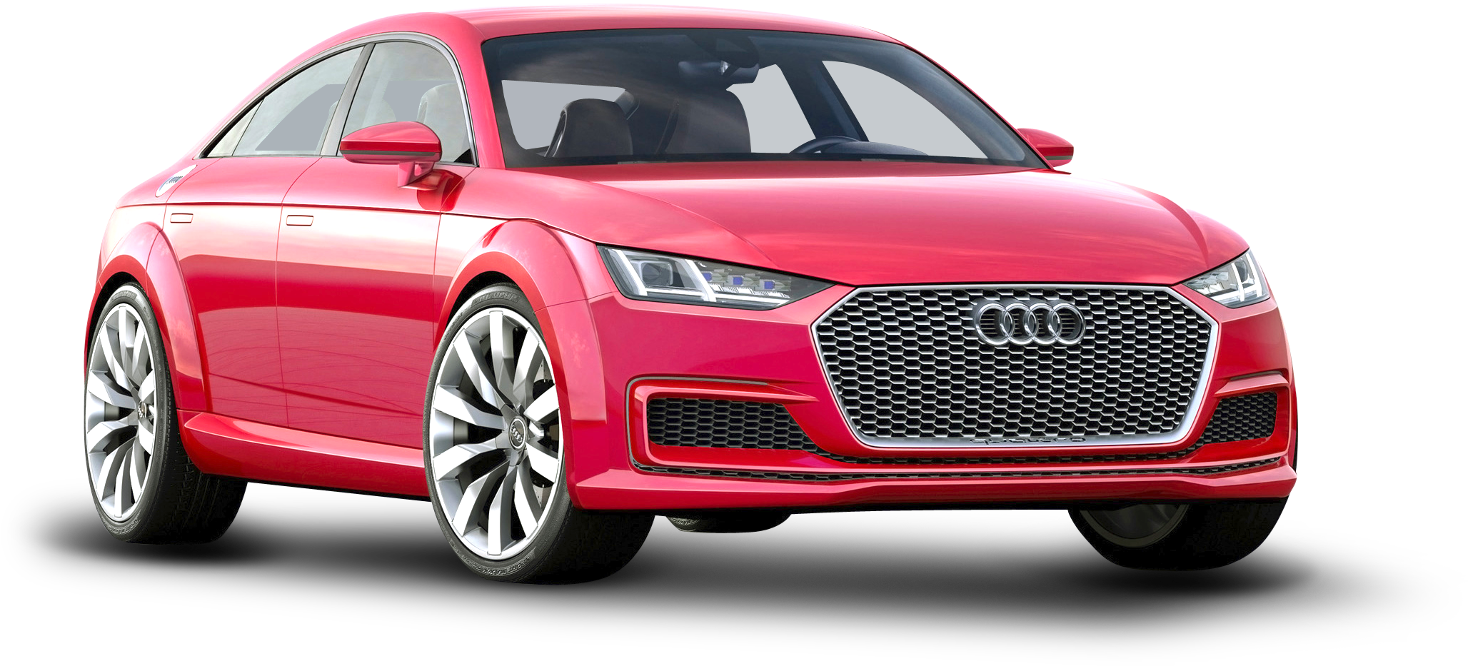 Red Audi Luxury Sedan Profile View PNG