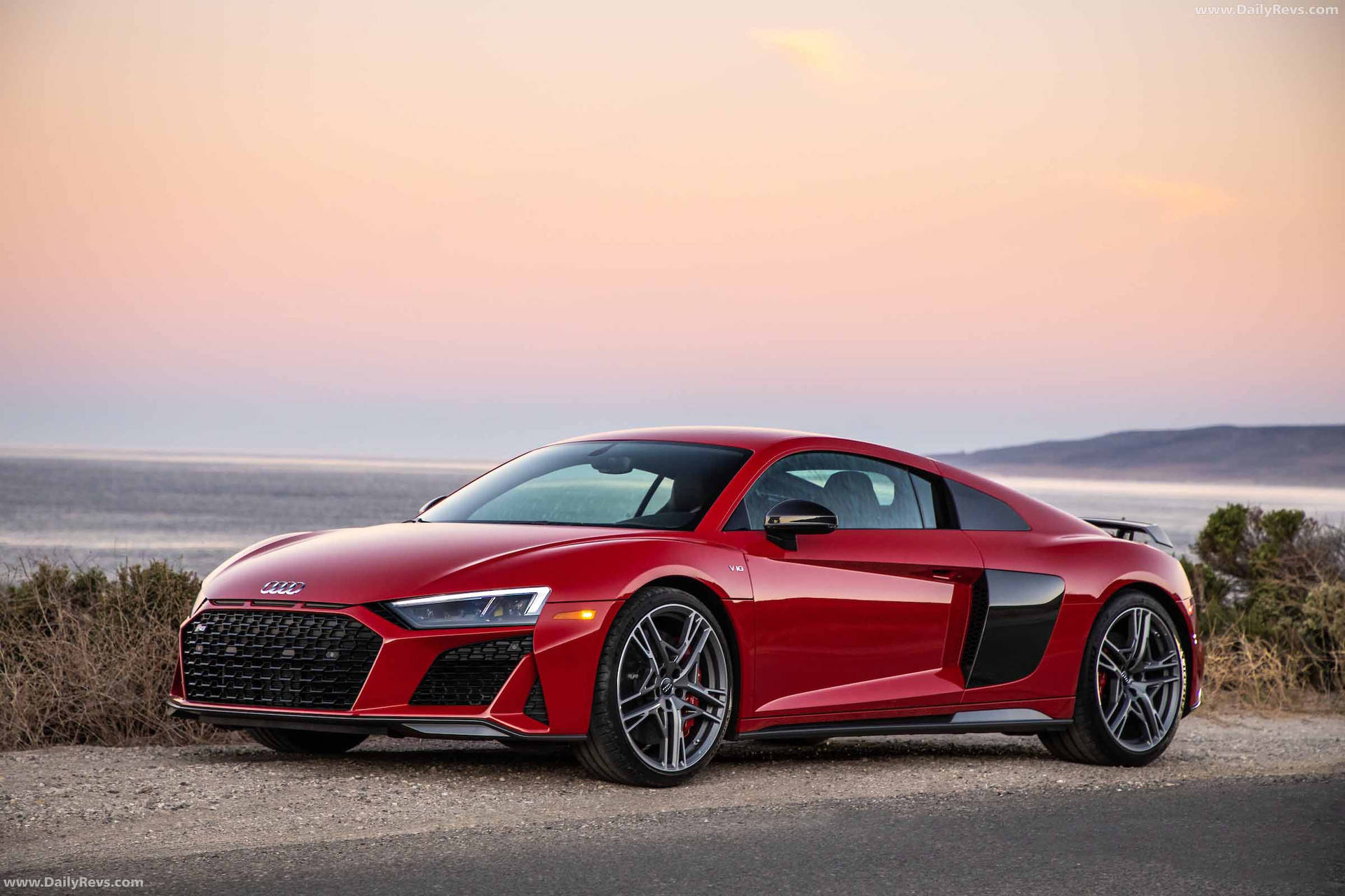 Red Audi R8 By The Sea Wallpaper