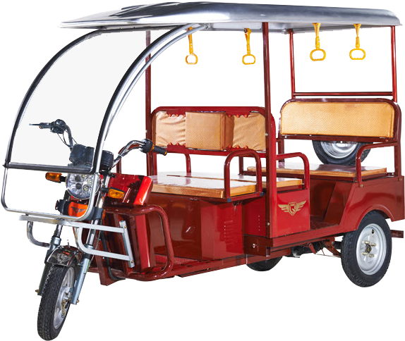 Red Auto Rickshaw Side View PNG