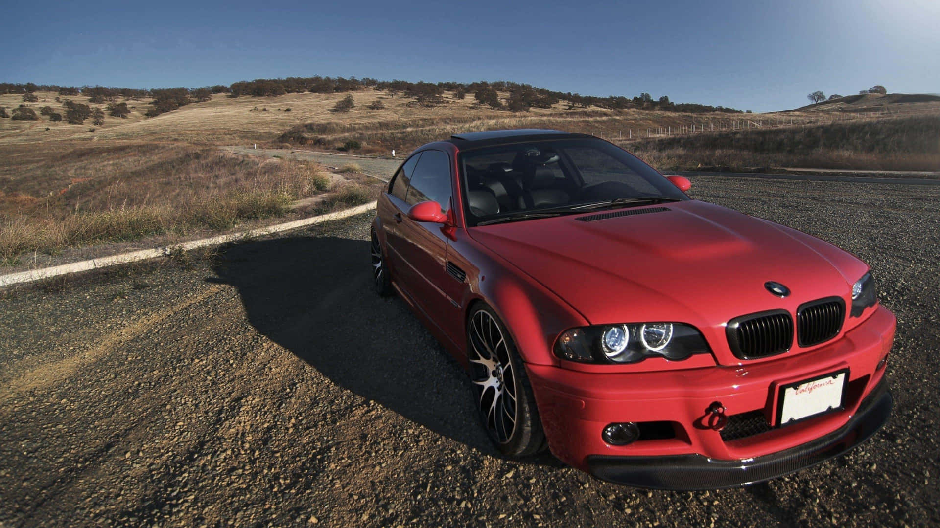 Red B M W E46 Coupe Countryside Wallpaper