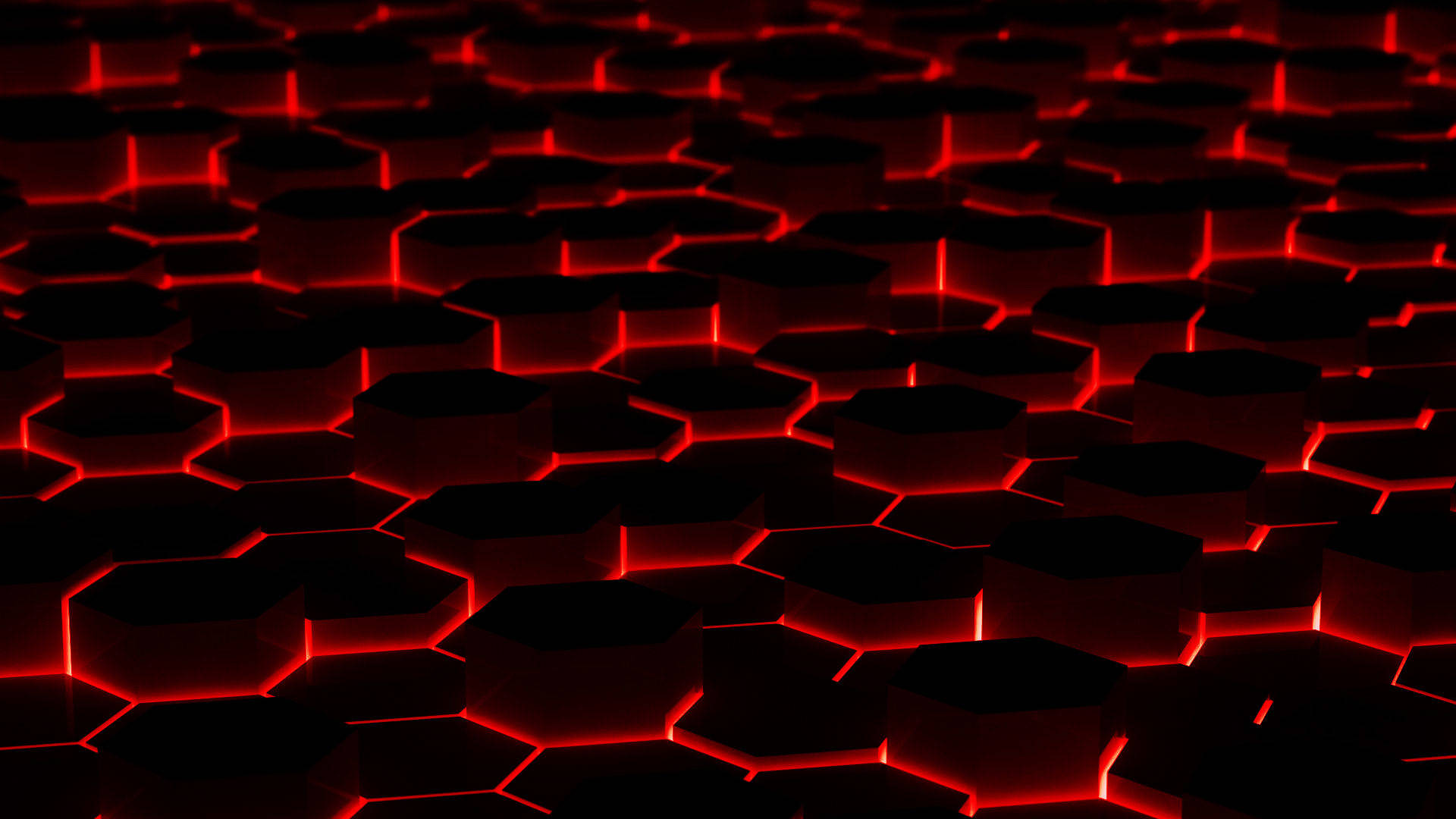 Red Backlight And Hexagons In Black Desktop Wallpaper