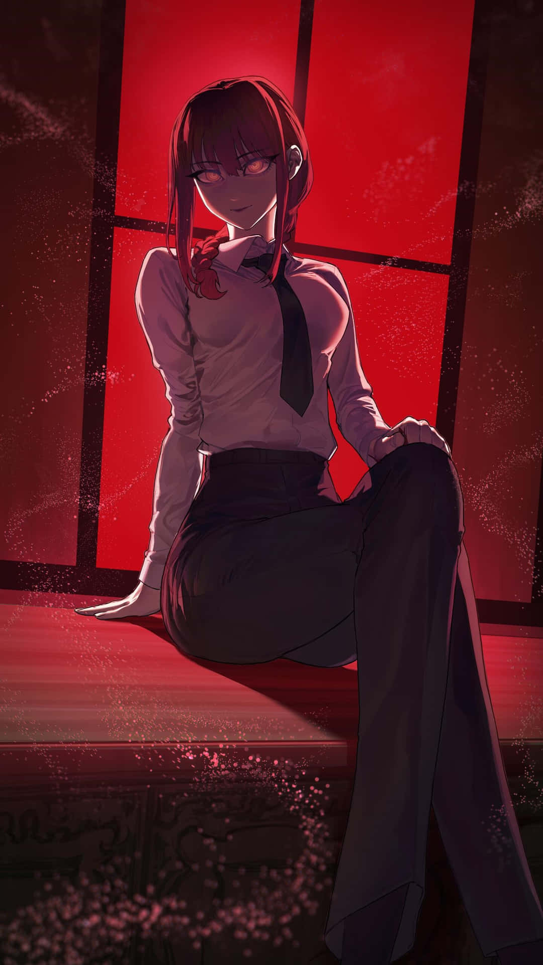 Red Backlit Anime Girl Wallpaper
