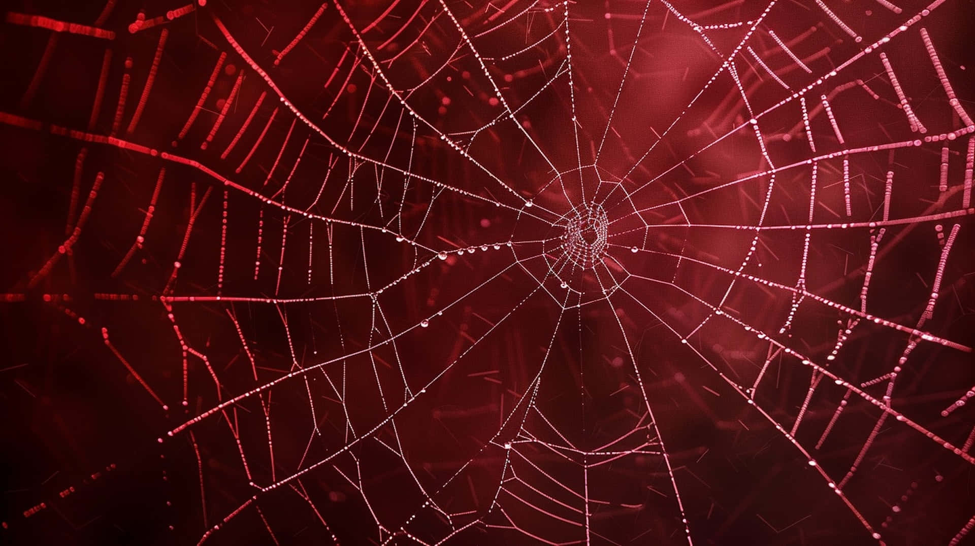 Red Backlit Spider Web Wallpaper