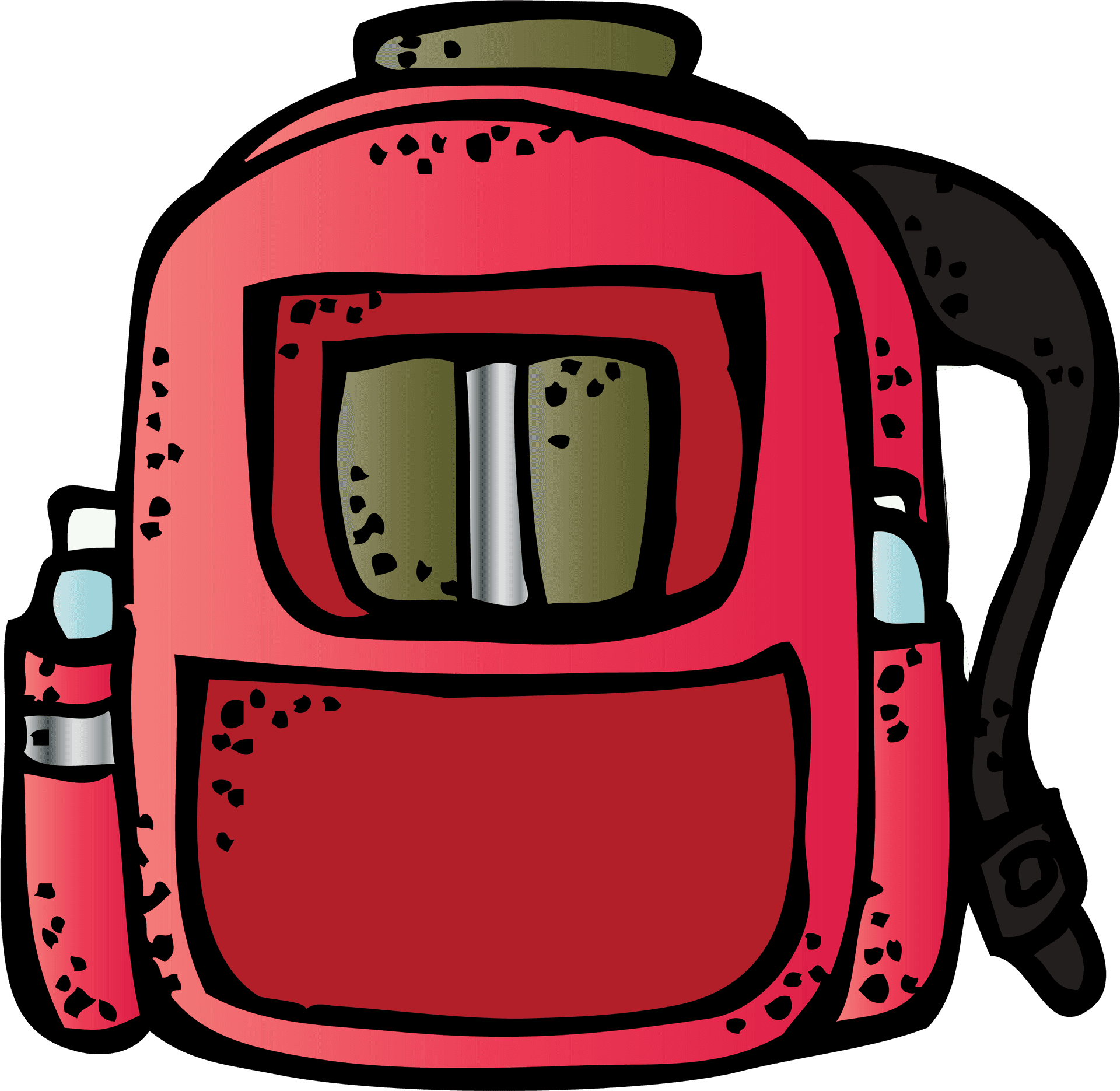 Red Backpack Cartoon Illustration PNG