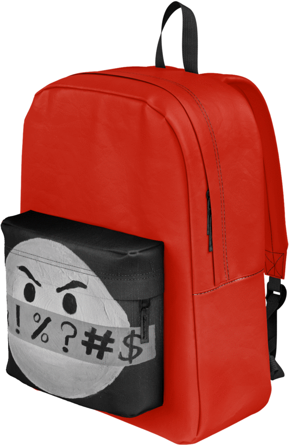 Red Backpack Emoticon Print PNG