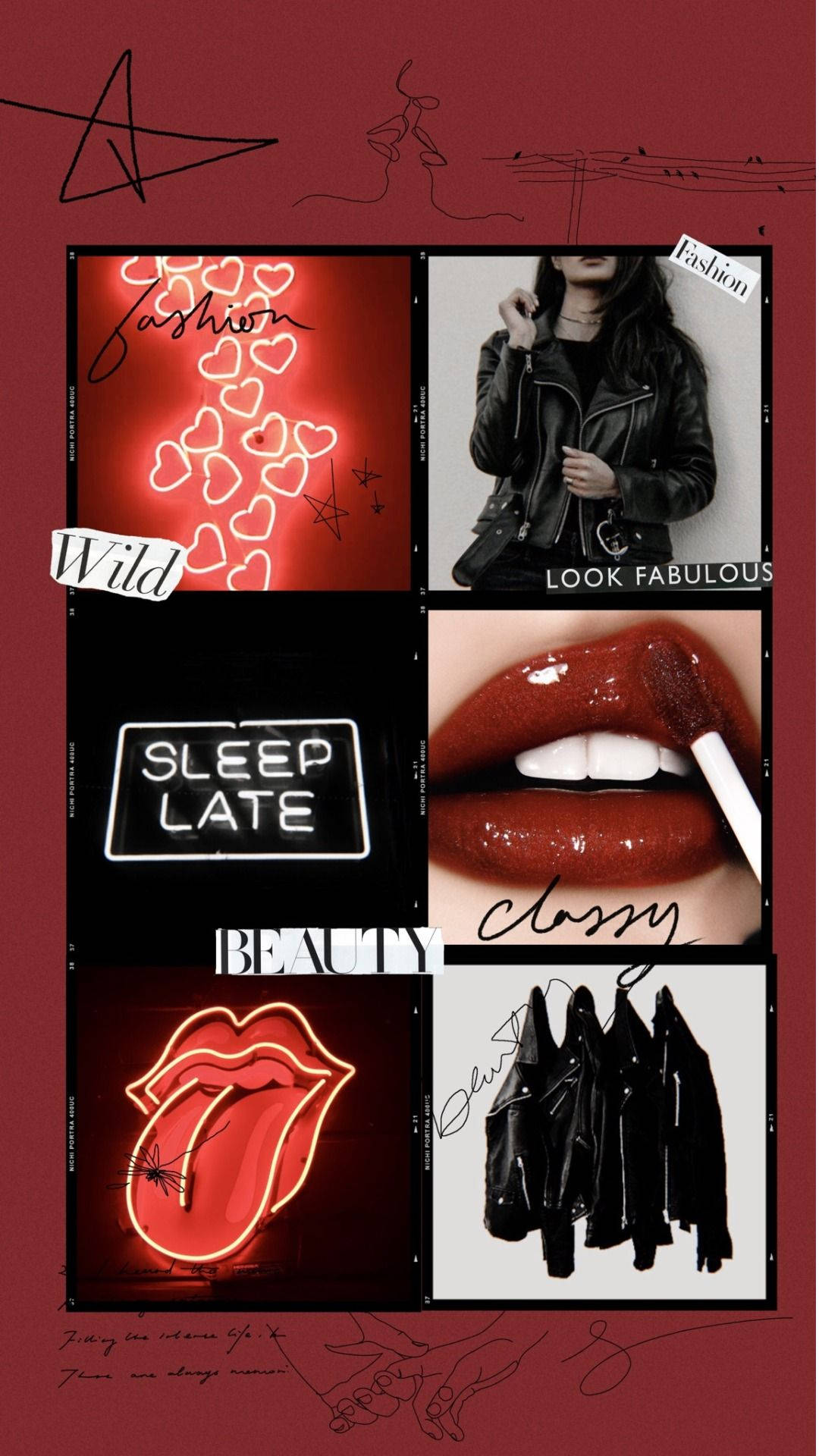 Red Baddie Pfp Aesthetic Collage