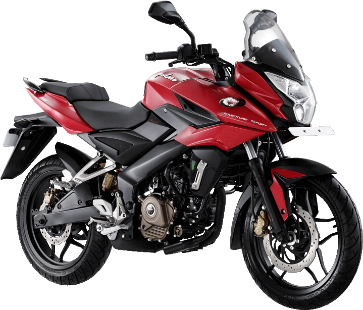 Red Bajaj Pulsar Motorcycle Profile View PNG