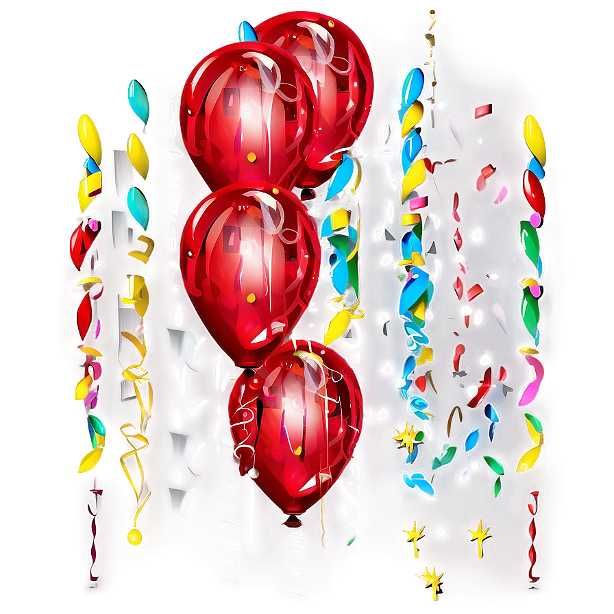 Red Balloons With Confetti Png Pfv12 PNG