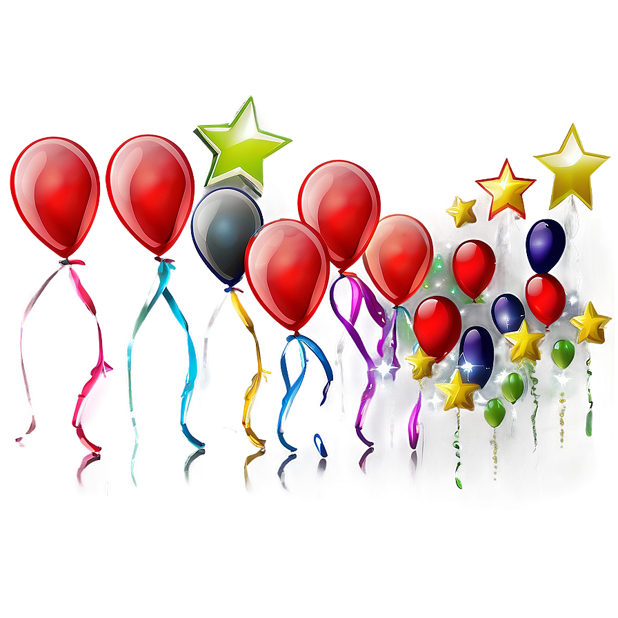 Red Balloons With Stars Png Vtc PNG