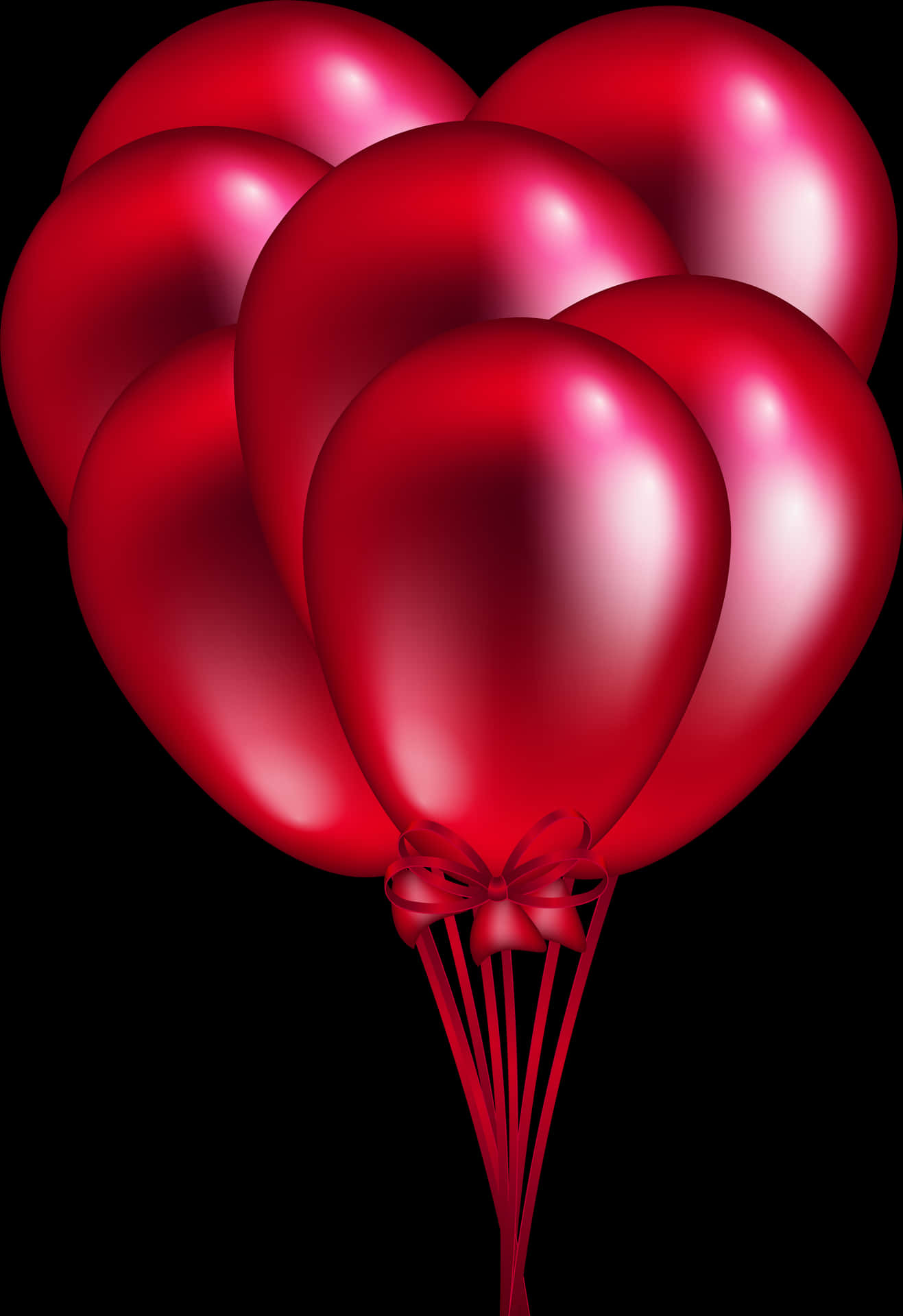 Red Balloonswith Bow PNG