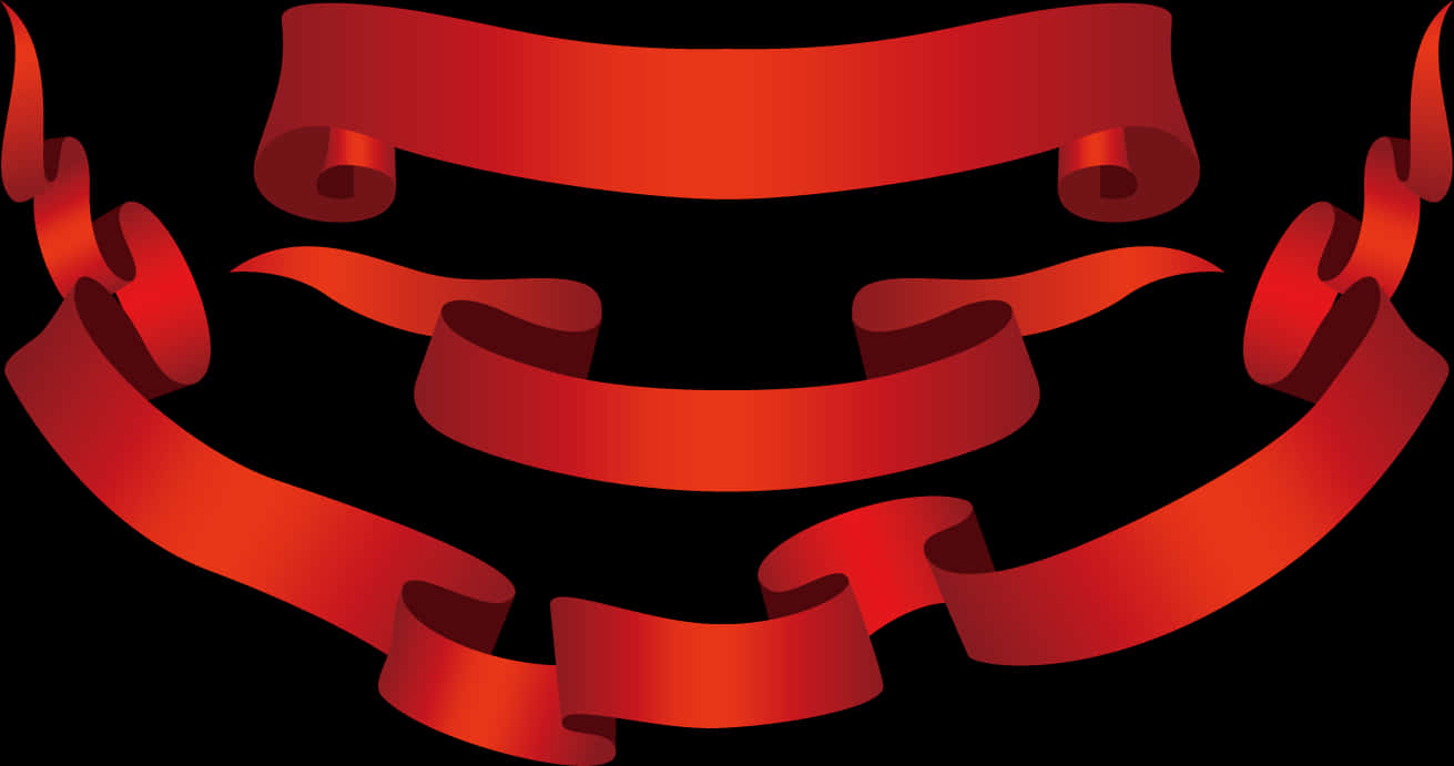 Red Banner Ribbons Graphic PNG