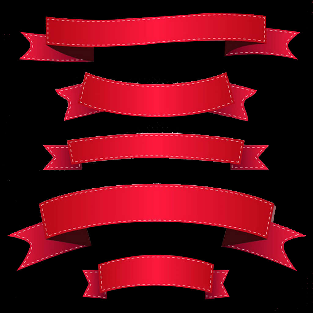 Red Banner Ribbons Set PNG
