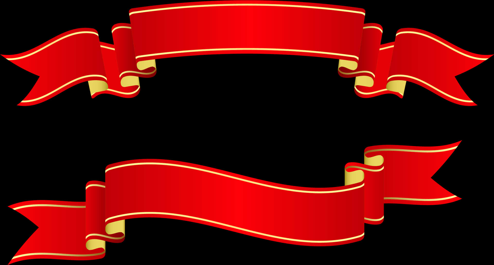 Red Banner Ribbons Vector PNG