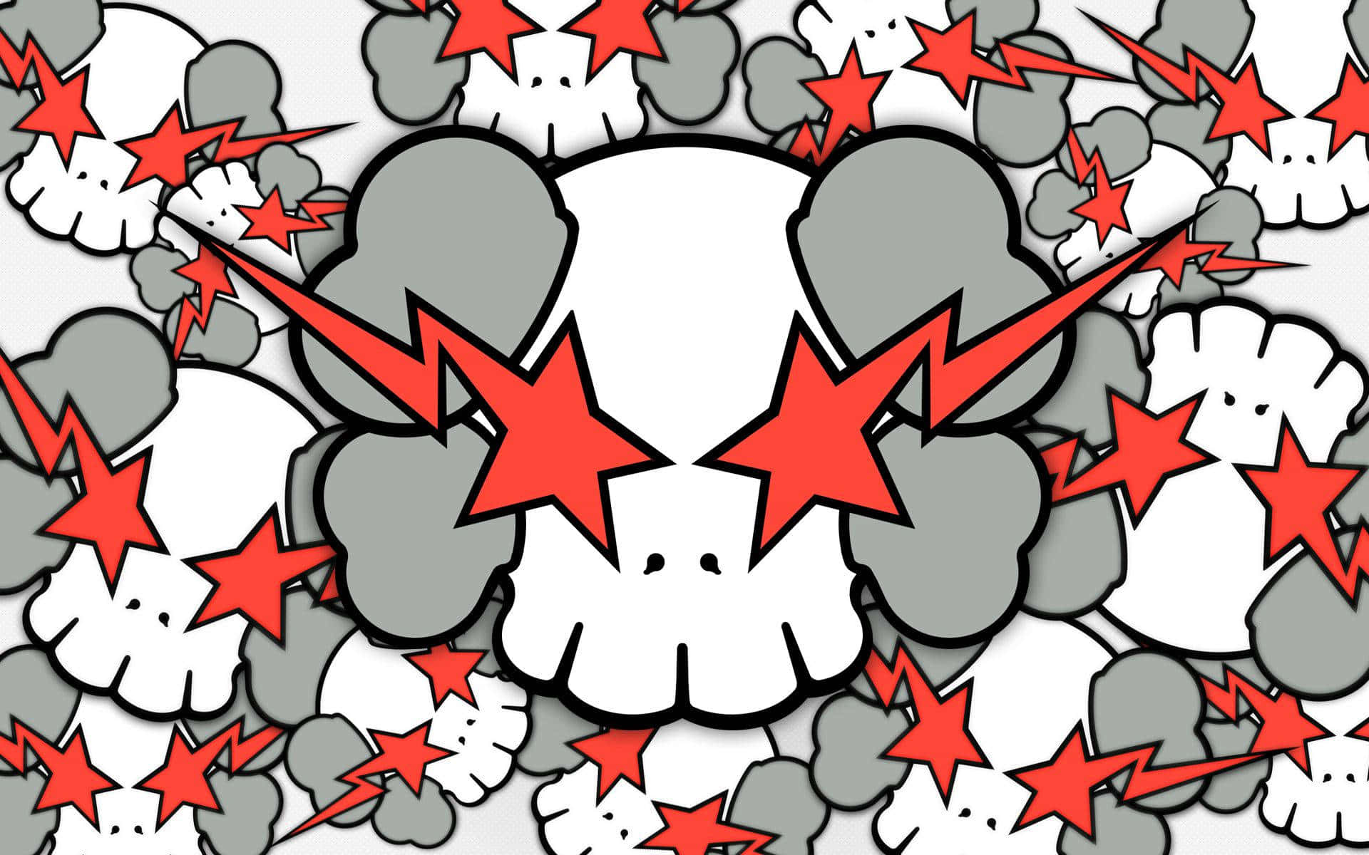 A Red And White Skull With Stars On It Wallpaper