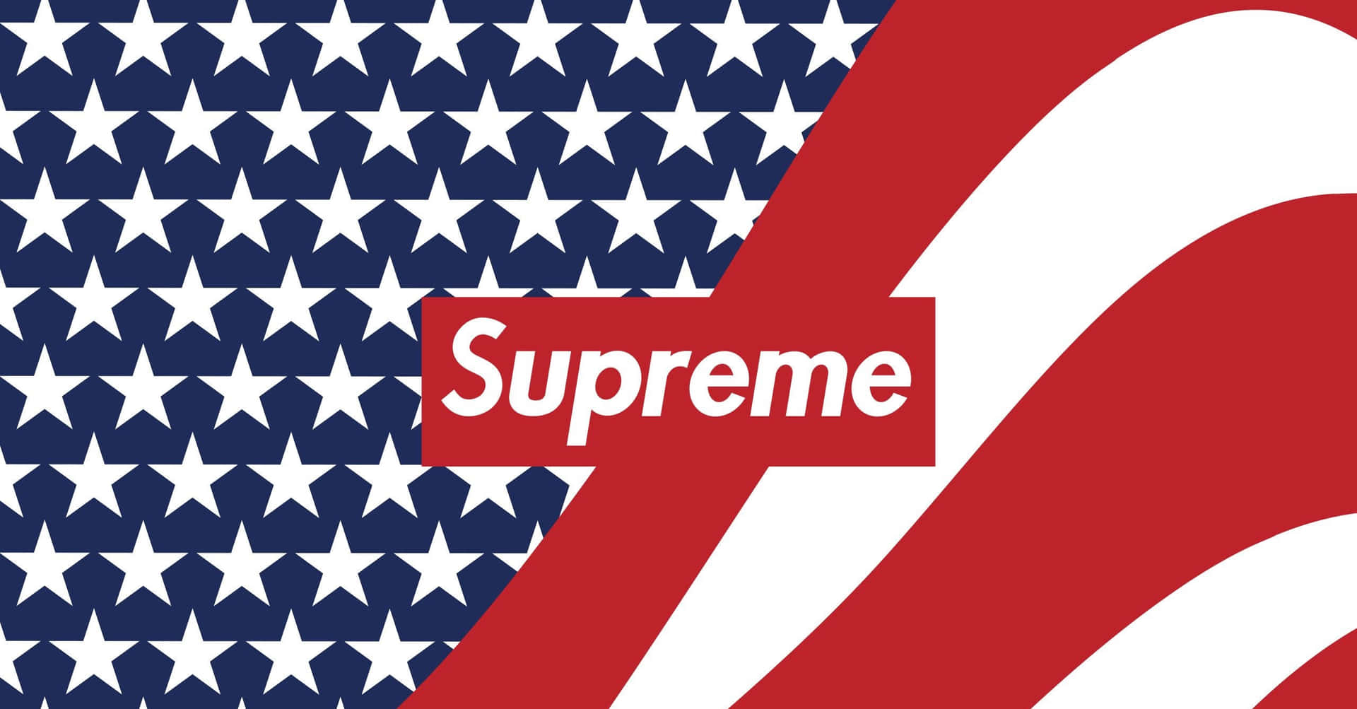 Supreme Logo On An American Flag Background Wallpaper