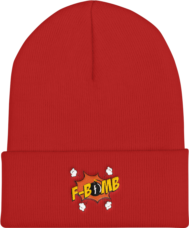 Red Beanie F Bomb Embroidery PNG