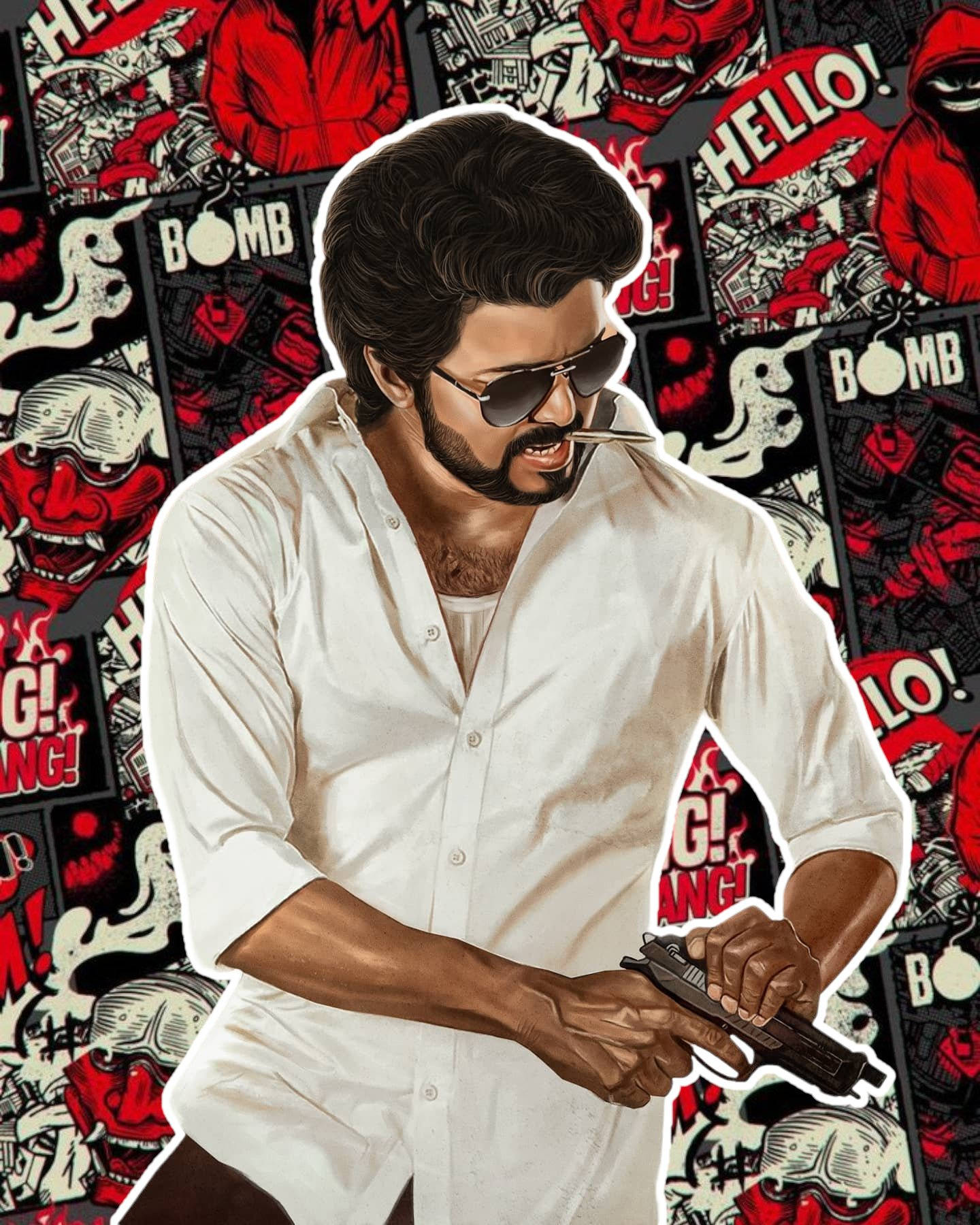 Red Beast Vijay Poster Wallpaper