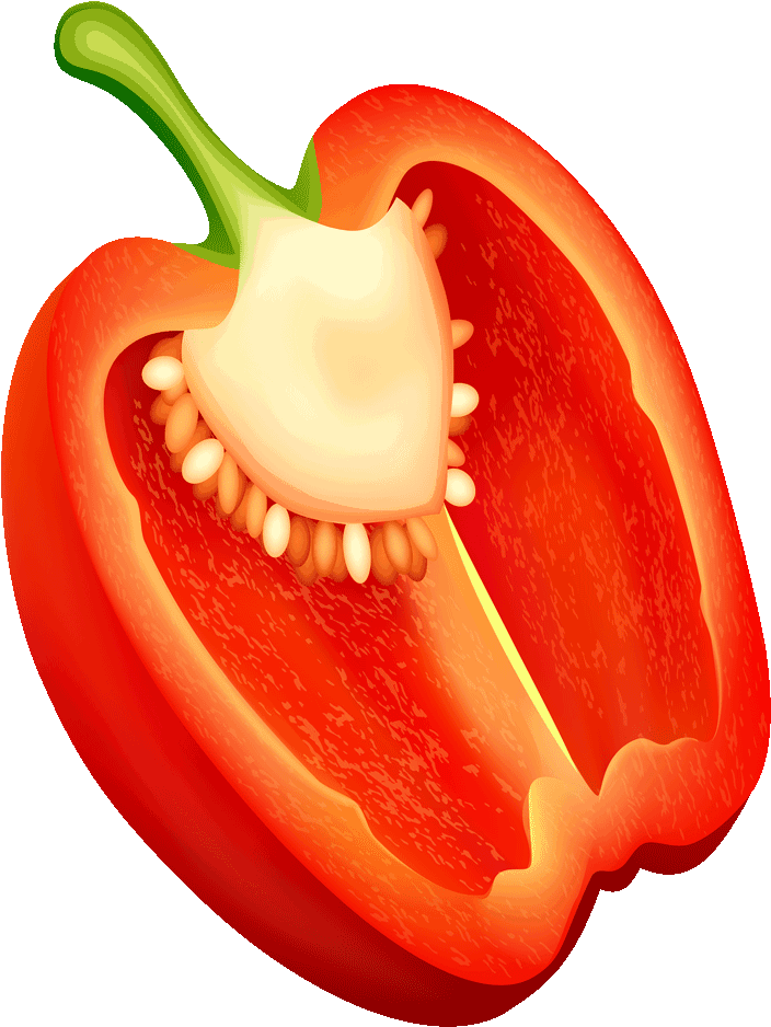 Red Bell Pepper Half Cross Section PNG