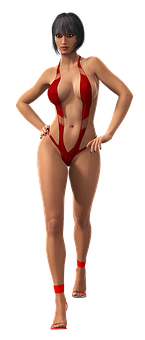 Red_ Bikini_3 D_ Character_ Model PNG