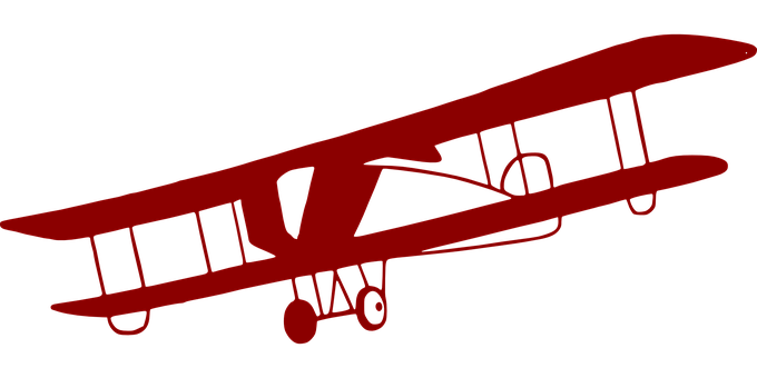 Red Biplane Silhouette PNG