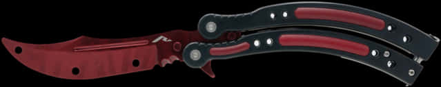 Red Black Folding Knife PNG