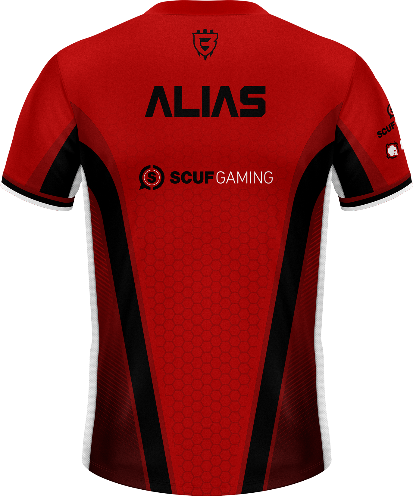 Red Black Gaming Jersey Back View PNG