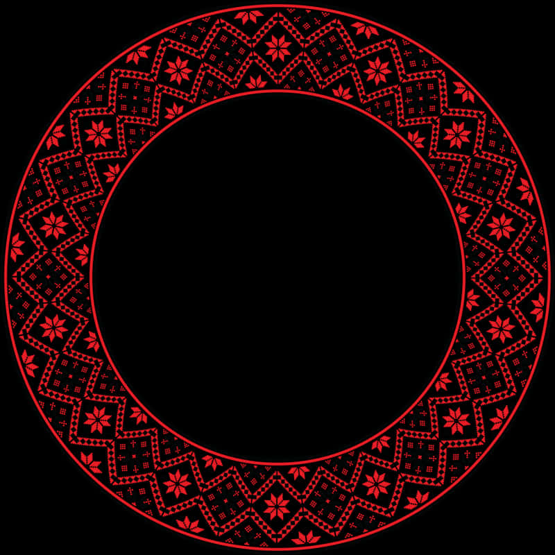 Red Black Geometric Round Frame PNG