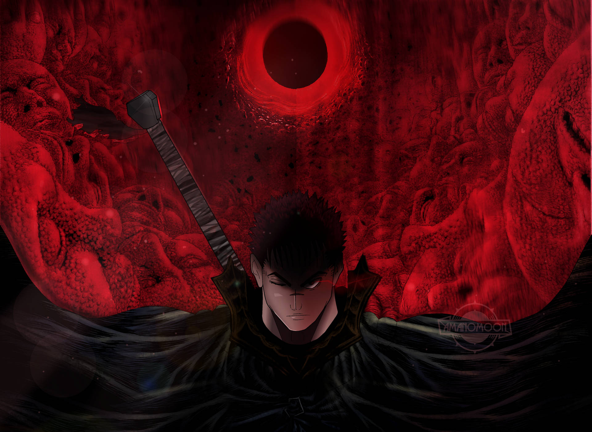 Guts, the Black Swordsman, stands in Berserk Wallpaper